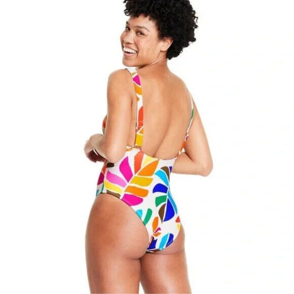 Tabitha Brown Women's Botanical Print Lowback One Piece Swimsuit - XS - NEW - Picture 2 of 6